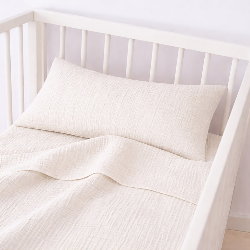 Overlaken baby i økologisk musselin, hvitt - Bilde 4