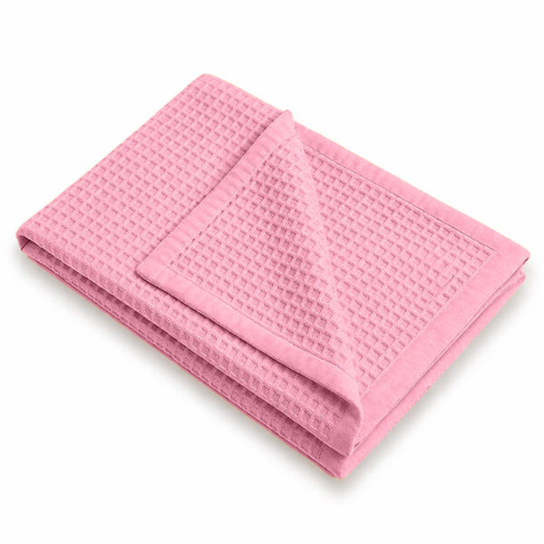 Babyteppe i rosa økologisk bomull med vaffelmønster
