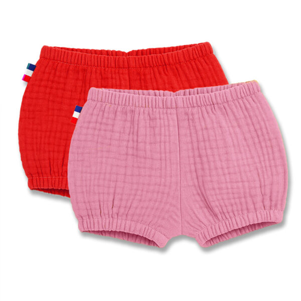 Bloomers baby i økologisk bomull, jordbærrød og rosa